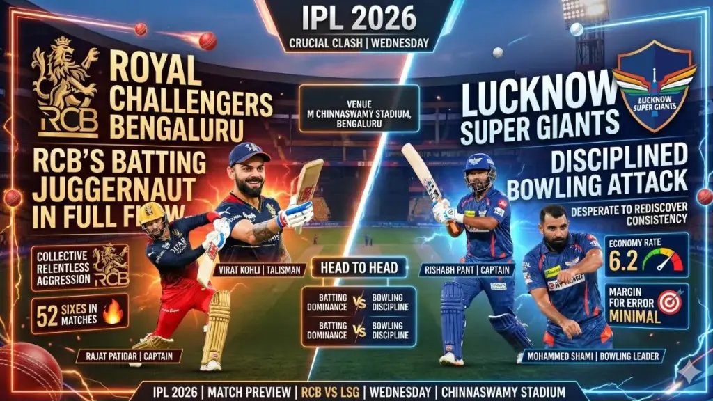 RCB vs LSG IPL 2026: Preview and Head-to-Head Record as Run-Machine RCB Eyes Another 200 Plus Total